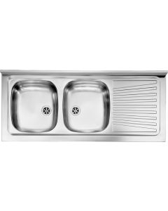 Lavello Cucina 2 Vasche Gocciolatoio Sx 120 cm Acciaio Inox CP_17615