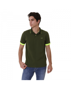 SUN68 POLO SMALL STRIPES FLUO SS