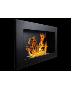 Camino a bioetanolo da parete o incasso Pisa Nero 65x12x40 h