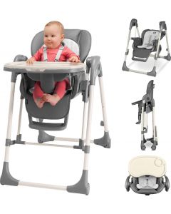 Laurice - Seggiolone Pappa 2 in 1 6-36 Mesi Sdraietta Neonato Grey Stone