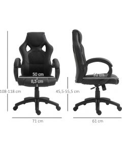 Sedia da Ufficio Stile Gaming Nero 89A2