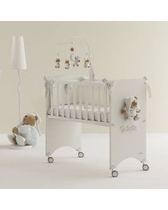 Lettino Culla Neonato Legno Fianco Letto Co-sleeping  Bianco/Azz Puccio