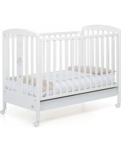 Lettino Culla Neonato Legno Ruote Cassettone Bianco BabyFly