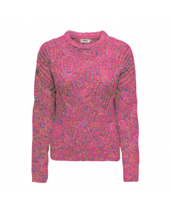 ONLY LUCA LS O-NECK KNT ROSE SMOKE/MULTICOLO