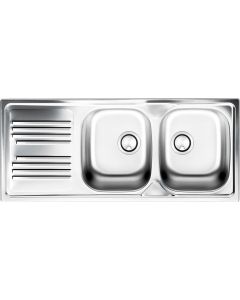 Lavello Cucina Incasso 2 Vasche Gocciolatoio 116cm Acciaio Inox TM1162ILPC