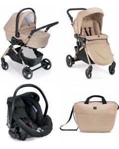Fluido Easy Passeggino Trio 0-22 Kg + Carrozzina + Seggiolino Auto Beige/Oro