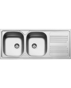 Lavello cucina 2 Vasche Incasso Gocc Dx 116 cm Acciaio Prelucido - LYP116D