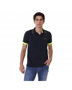 SUN68 POLO SMALL STRIPES FLUO SS