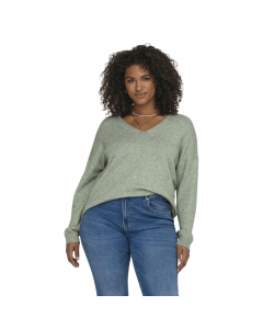ONLY CARMAKOMA MARGARETA LS PULLOVER KNT NOOS BASIL/MELANGE