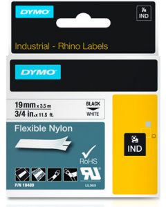 Nastro da 19mmx3.5m nylon Nero su Bianco Nylon Flessibile IND 18489