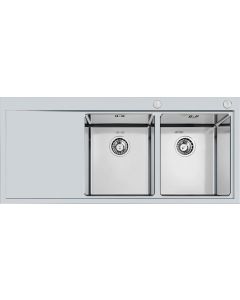 Lavello Cucina Incasso 2 Vasche Gocciolatoio Sx 116 cm Acciaio - 1252 051