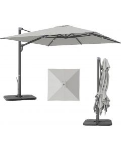 Ombrellone da Giardino Decentrato 3,65x2,97x2,56 Grigio Chiaro