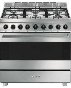 Cucina a Gas 6 Fuochi Forno Elettrico Ventilato 90x60cm Inox Master B91GMX2