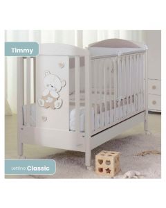 Lettino Culla Neonato in Legno Ruote Bianco Tortora - Timmy Classic