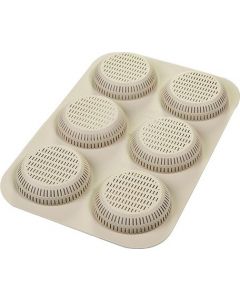 Stampo in Silicone per Dolci 3D Burger Bread 6 Posti x 8 x 2 cm Beige