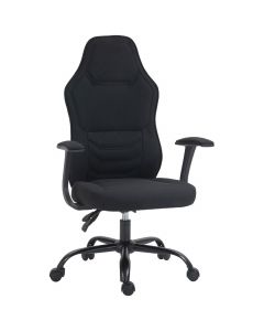 Sedia da Gaming con Supporto Lombare Girevole in Tessuto Nero 0BKW111F