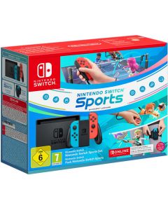 Console Switch Rosso Neon con Switch Sports e Fascia per Gamba 10012362