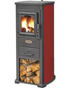 Stufa a Legna in Acciaio e Ghisa 5.3 kW 120 m3 Rosso 4715 Berna Lux