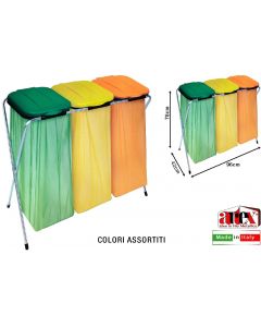 Portarifiuti Ecofix 3 Posti Coperchio Colorato T210703