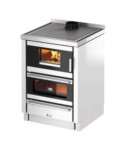 Cucina a Legna con Forno in Acciaio 6.2 kW 177 m3 60x60 cm Inox KOOK 60V