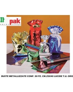 Buste Metallizzate cf 50 pezzi cm 25x40 Lucide T.U. Oro IK381091