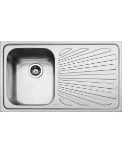 Lavello Cucina Incasso 1 Vasca Gocciolatoio Dx 86 cm Acciaio Lucido SP861D