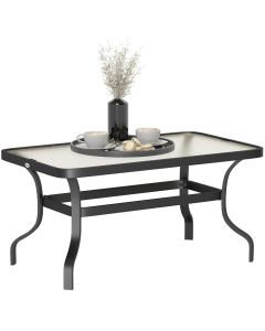 Tavolino da Giardino Rettangolare in Metallo Nero 95x55x46 cm