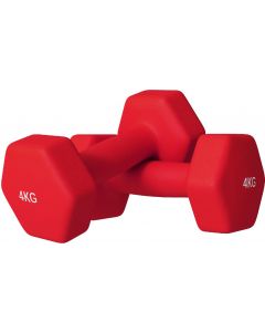 Set 2 Manubri Esagonali da 2x4 kg Antiscivolo 19x9x9 cm Rosso RDA776F