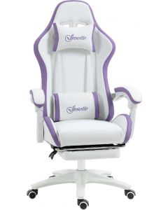 Sedia da Gaming Altezza Regolabile e Schienale Reclinabile Bianco/Viola