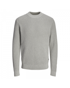 JACK JONES CCVIGGO WAFFLE KNIT CREW NECK LIGHT GREY MELANGE