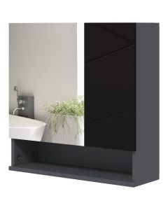 Armadietto Bagno Specchio 2 Ante Mensole Legno 55x17x55cm Nero 893DHBK