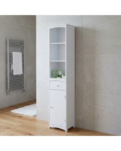 Colonna Bagno 1 Anta 1 Cassetto 2 Ripiani 34x24x170 cm Bianco