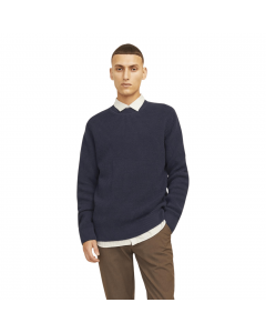 JACK JONES CCVIGGO WAFFLE KNIT CREW NECK NIGHT SKY