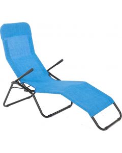 Lettino Prendisole Mare Giardino in Resina 126x58x104 cm Blu - DC2019