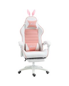 Sedia Gaming Ergonomica Poggiapiedi,Cuscino Lombare e Poggiatesta Rosa