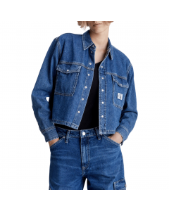 CALVIN KLEIN JEANS CROPPED UTILITY DENIM SHIRT