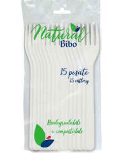 BIBO 15 Forchette In Bioplastica Bianchi - 6641790