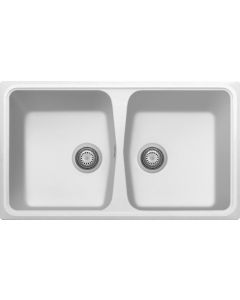 Lavello Cucina 2 Vasche da Incasso 86 cm Bianco UG98 - SP0862