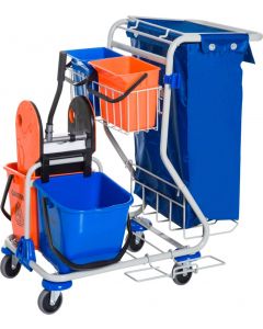 Carrello Pulizie Professionale 4 Secchi 18L/6L Blu e Arancione 771DH07