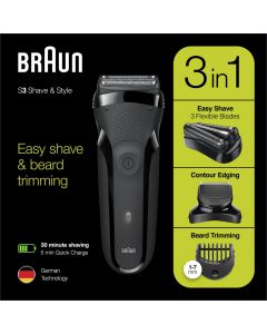 Series 3 Shave&ampStyle 300BT Rasoio Elettrico Regolabarba Nero 81702941