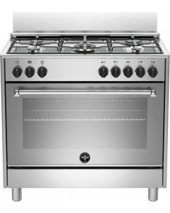 Cucina a Gas 5 Fuochi Forno Elettrico Grill 90x60 cm Inox  AMN965EXV