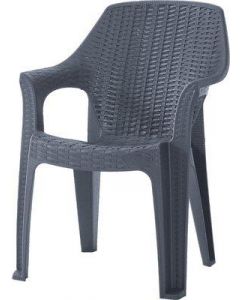 Sedia da Giardino Impilabile in Plastica effetto Rattan Antracite - Thera