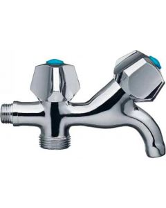 Rubinetto Lavatrice Inclinato Attacco 1/2&quot-3/4&quot Ottone Cromato 508