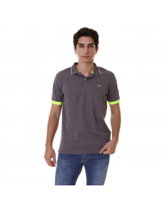 SUN68 POLO SMALL STRIPES FLUO SS