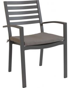 Sedia da Giardino con Cuscino in Alluminio cm 46x62x84 h Taupe