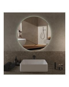Specchio Bagno Tondo a Parete &Oslash80 cm con Luce LED in Acciaio e PVC