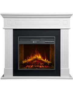 Camino elettrico caminetto da terra Cambridge legno Bianco 110x25x95