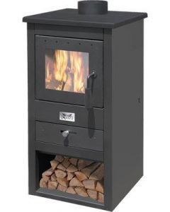 Stufa a Legna in Acciaio 10,7 kW 262 m3 430x410x860 mm Nero Athena 11