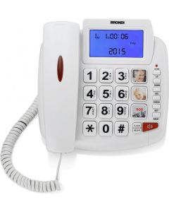 Telefono Fisso Vivavoce Con Filo tasti Grandi Bravo 90 LCD Bianco