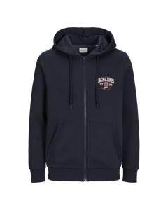 JACK JONES LOGO SWEAT ZIP HOOD 2 COL DARK NAVY